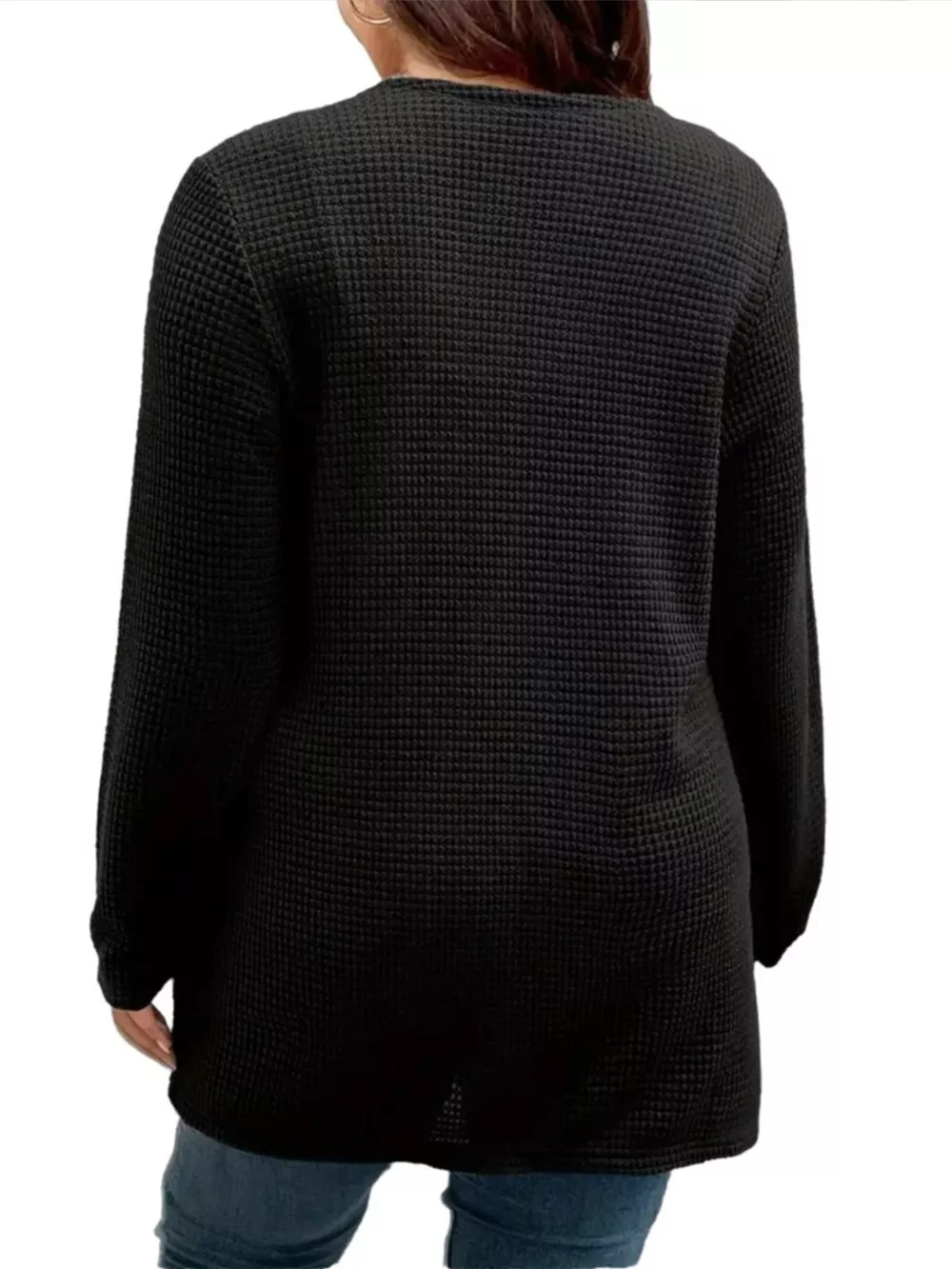 Plus Size Open Front Long Sleeve Knit Cardigan, image 4