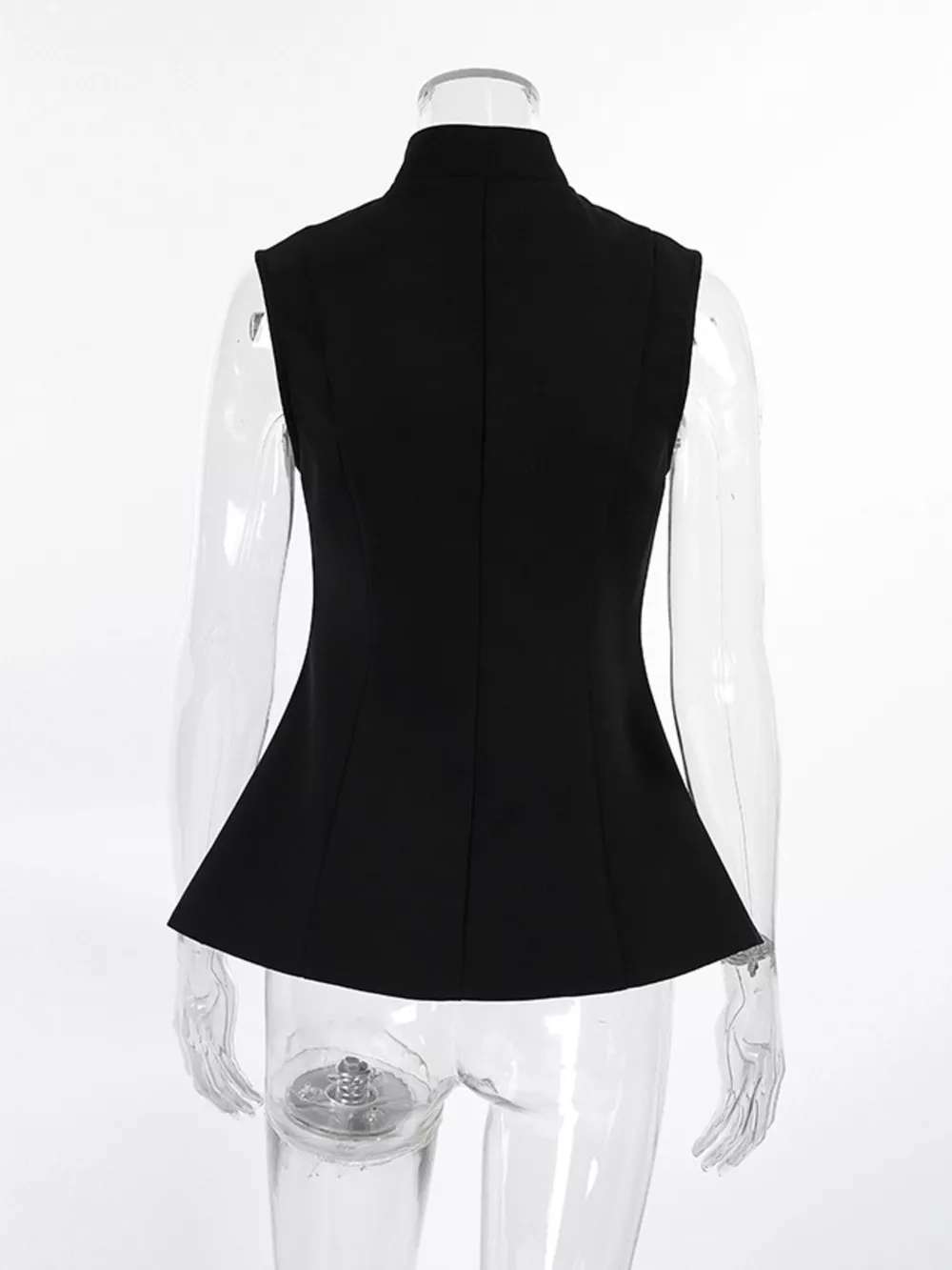 Stand Collar Button-Down Vest Coat, image 7