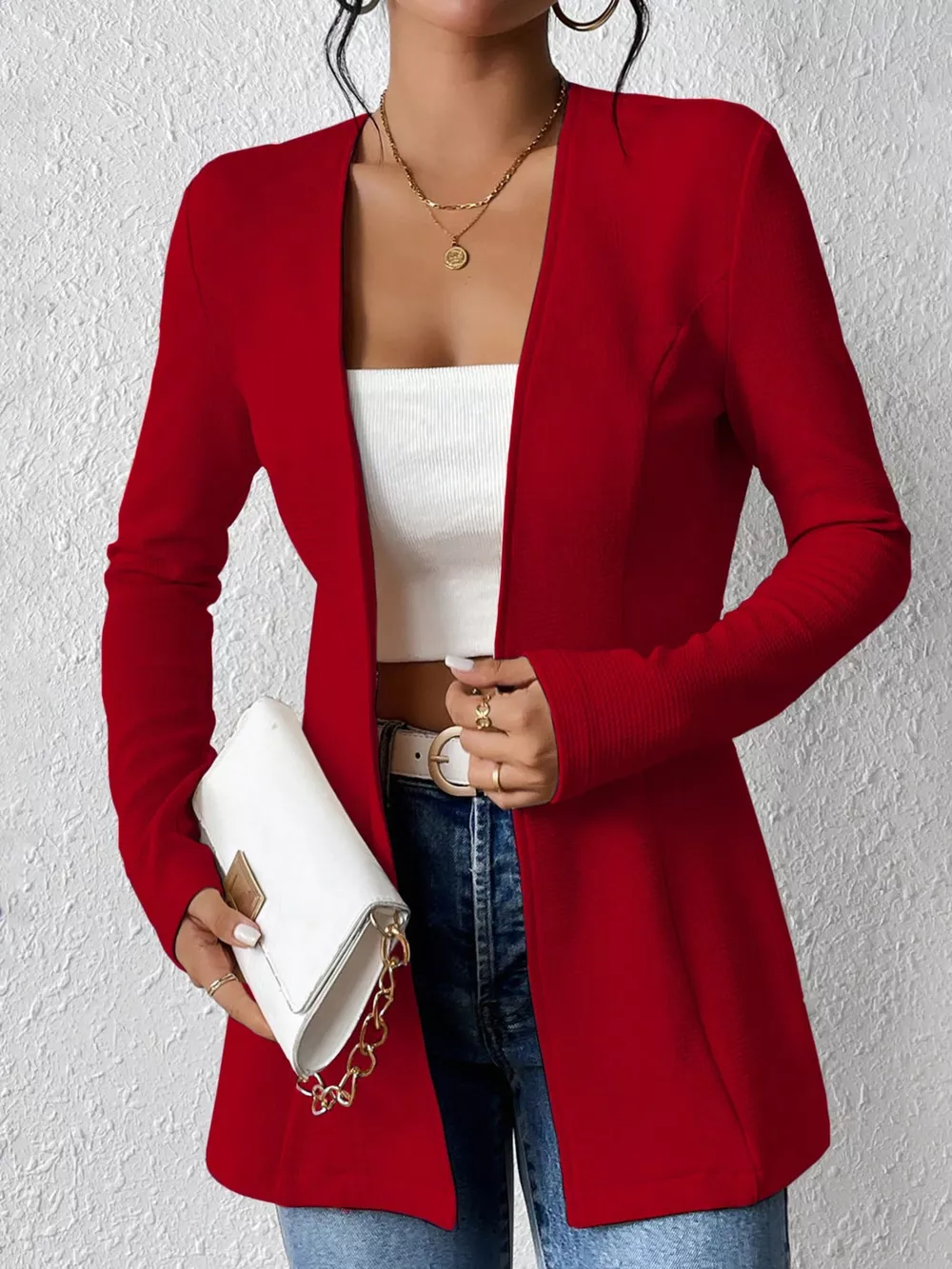 Single-Button Long Sleeve Blazer, image 24
