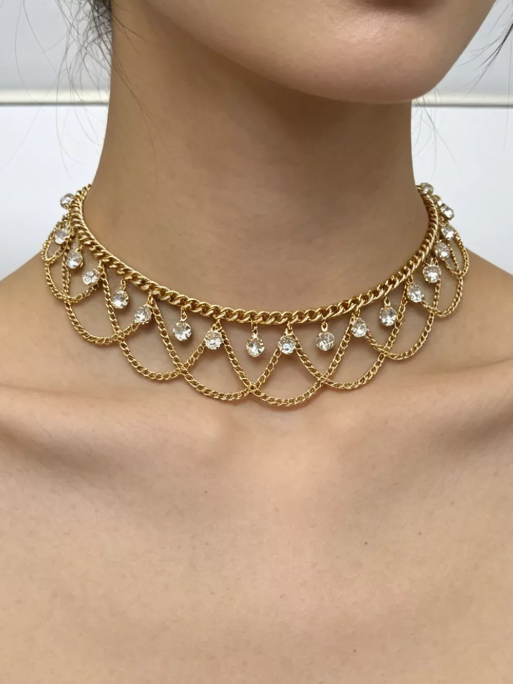 18K Gold-Plated Zircon Chain Necklace, image 2