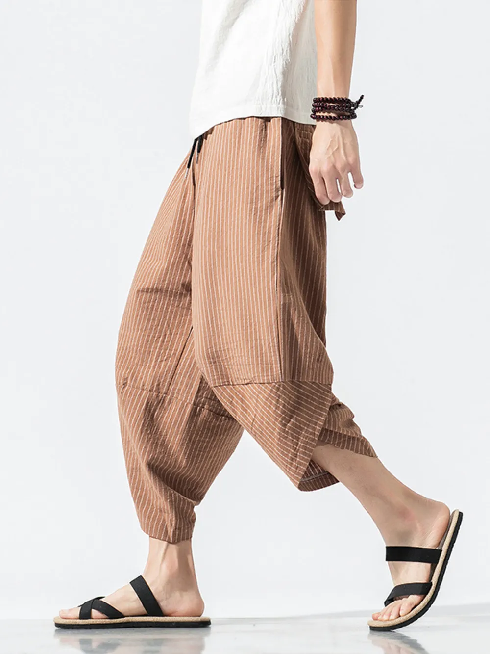 Men's Plus Size Striped Wide Leg Pants, image 6