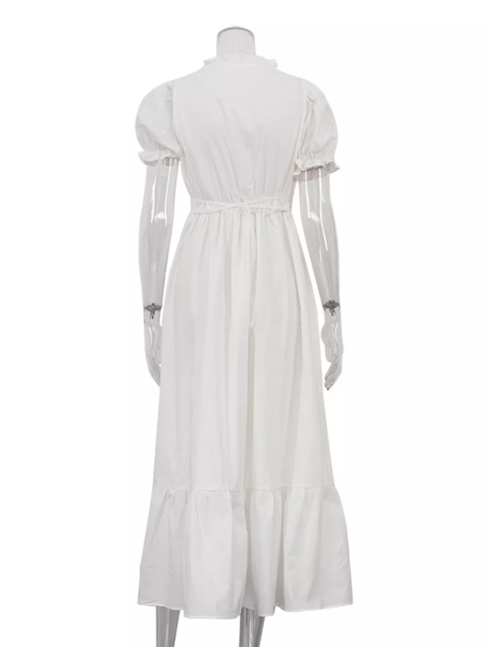 Tie Waist Puff Sleeve Maxi Dress, image 8