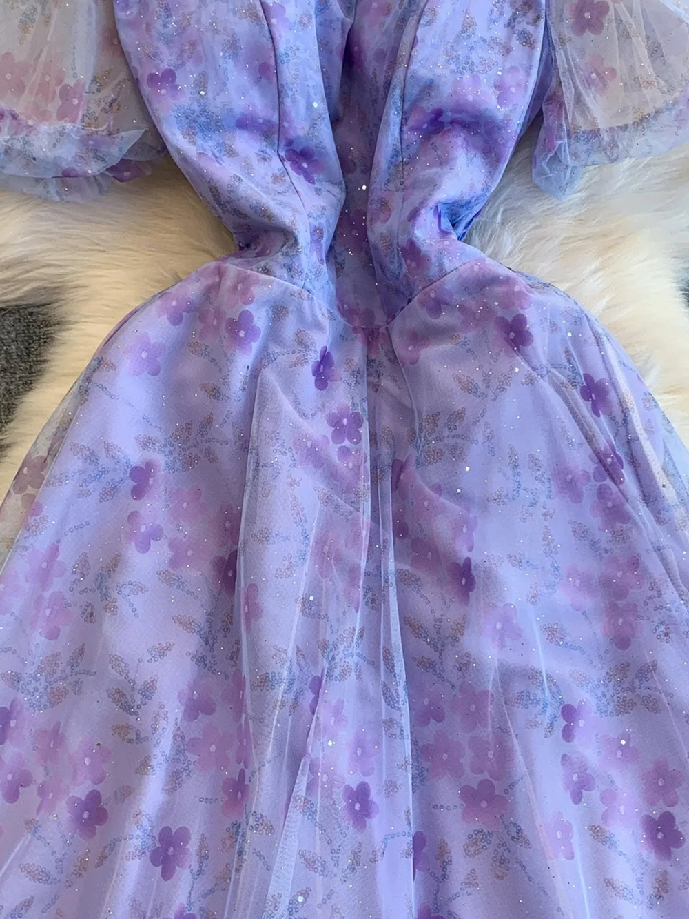 Sweetheart Neck Puff Sleeve Dress, image 4