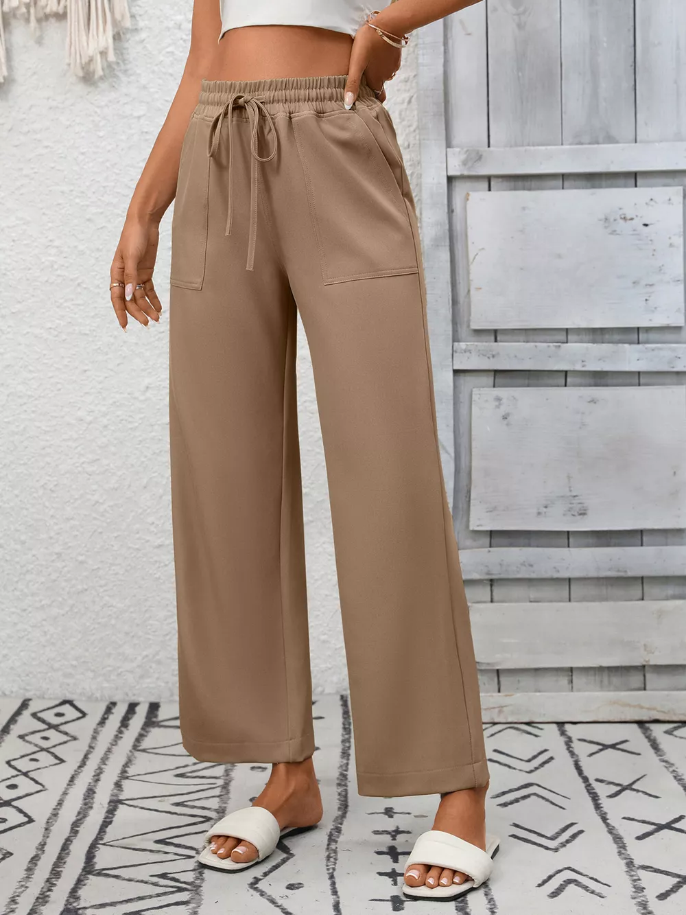 Casual Drawstring Wide Leg Pants, image 15