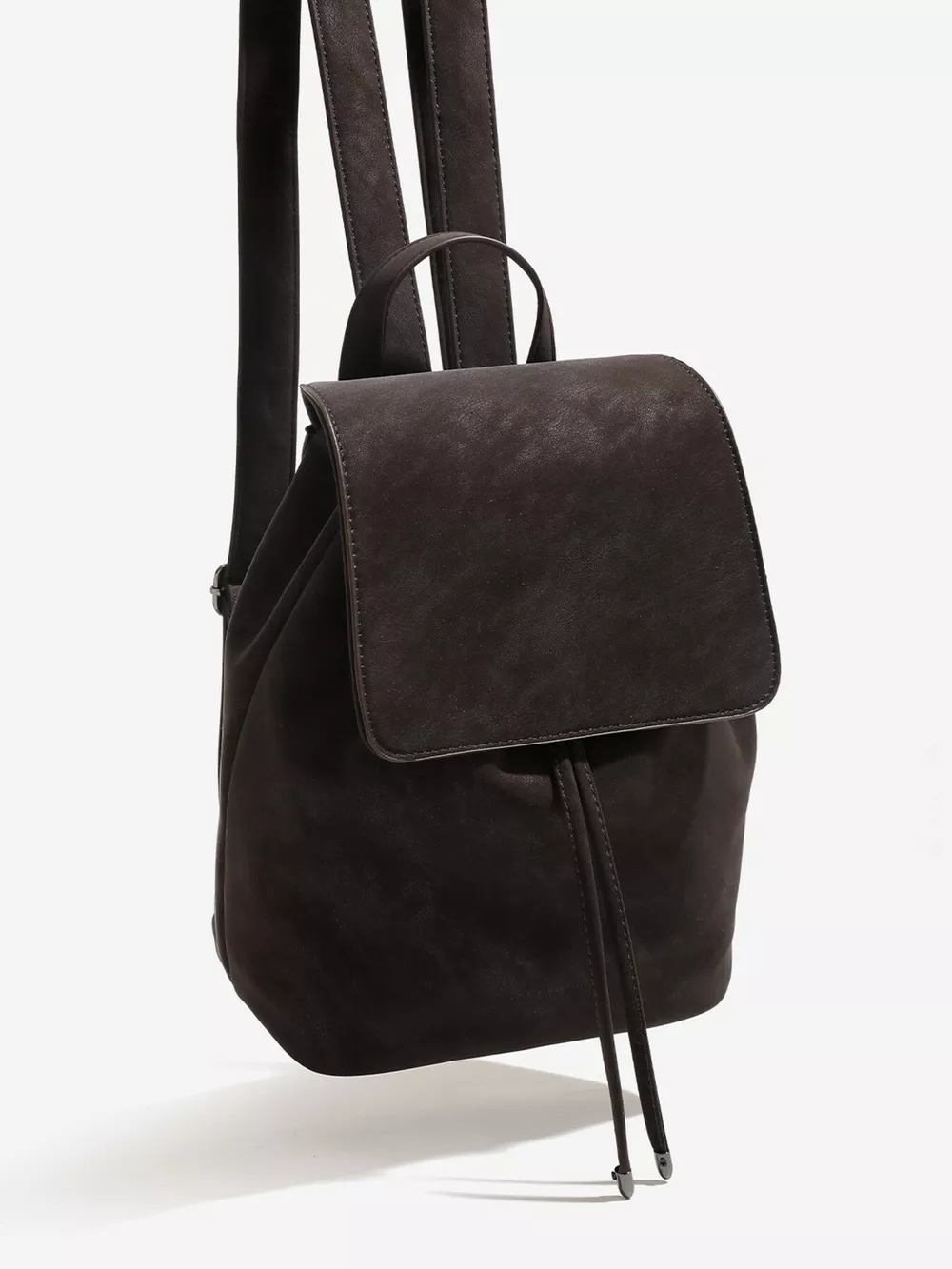 Minimalist Suede Drawstring Backpack Bag, image 4