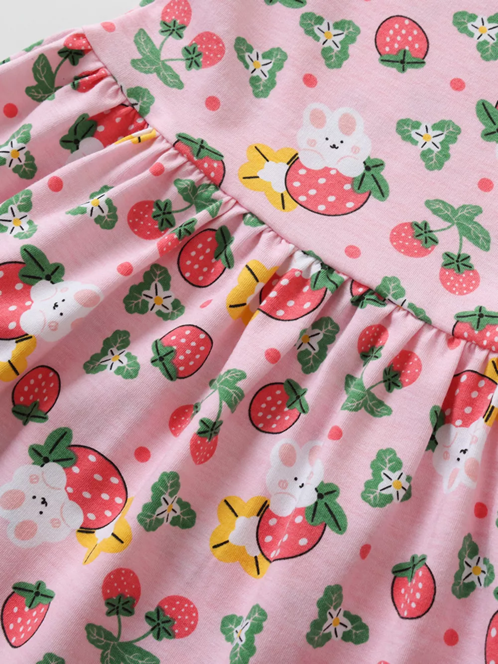 Children's Strawberry Print Ruffle Sleeve Dress, image 4