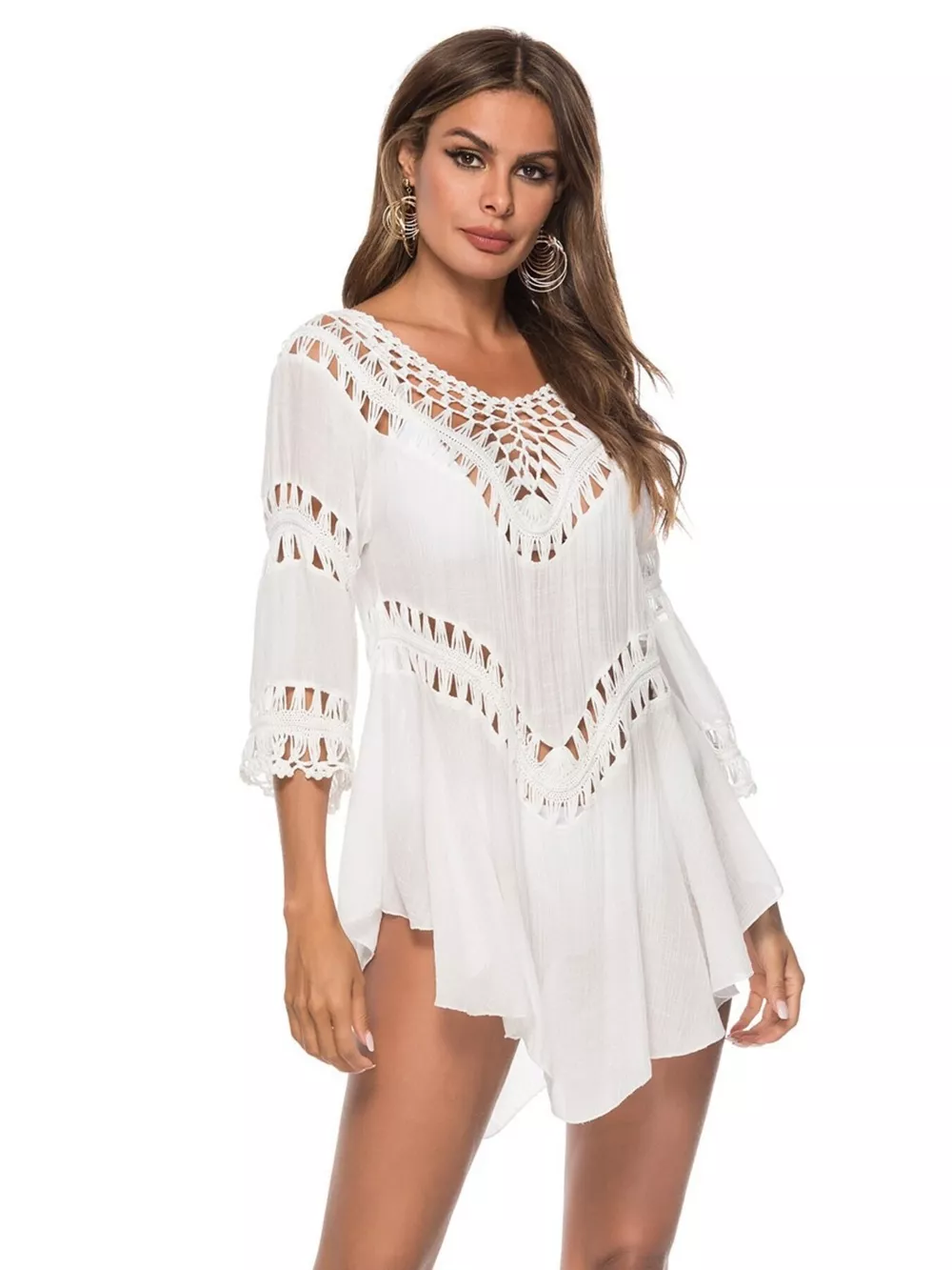 Crochet Trimmed Flowy Cover Up Dress, image 5
