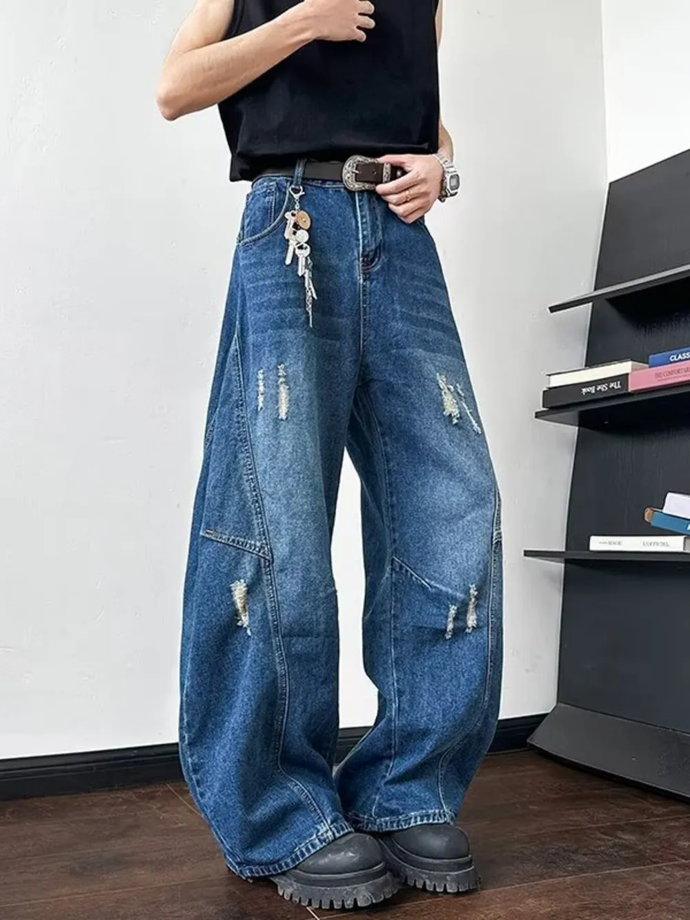 Men's Full Size Distressed Wide Leg Jeans Plus Size, image 5