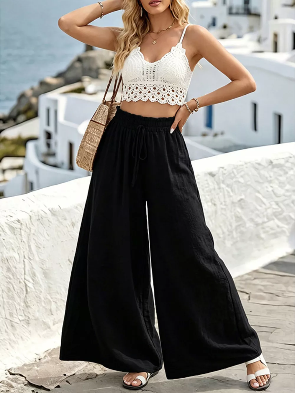 Wide Leg Drawstring Pants, image 17