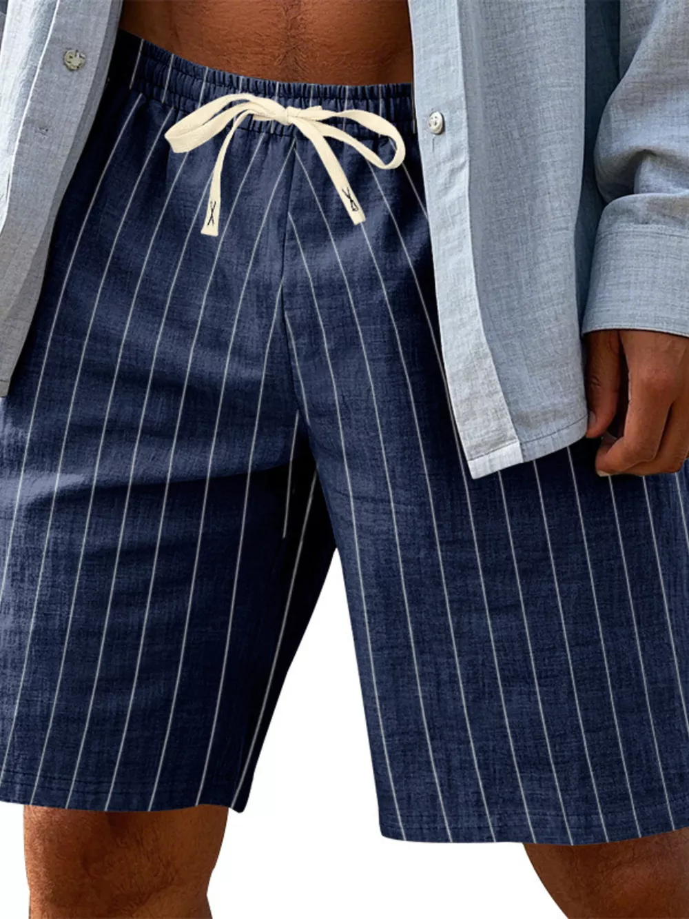 Men's Full Size Striped Drawstring Casual Shorts Plus Size, image 3