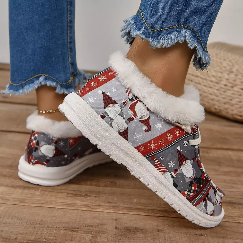 Christmas Print Round Toe Sneakers, image 2