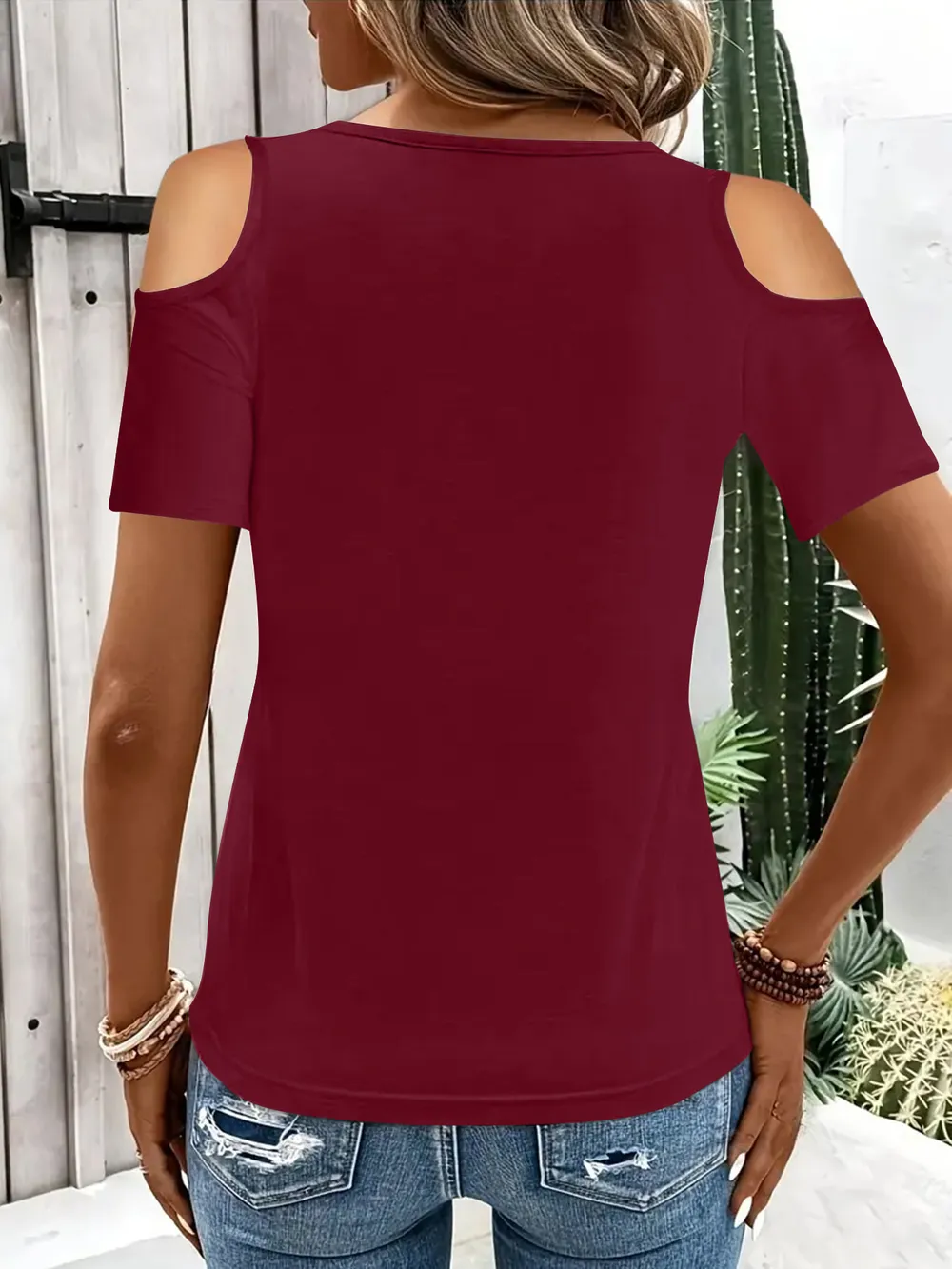 Cold Shoulder T-Shirt with Metal Ring Detail, image 13