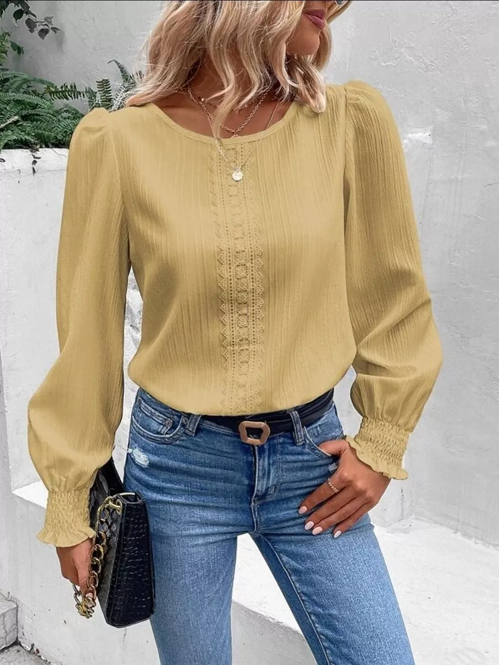 Lace Trim Long Sleeve Blouse, image 14