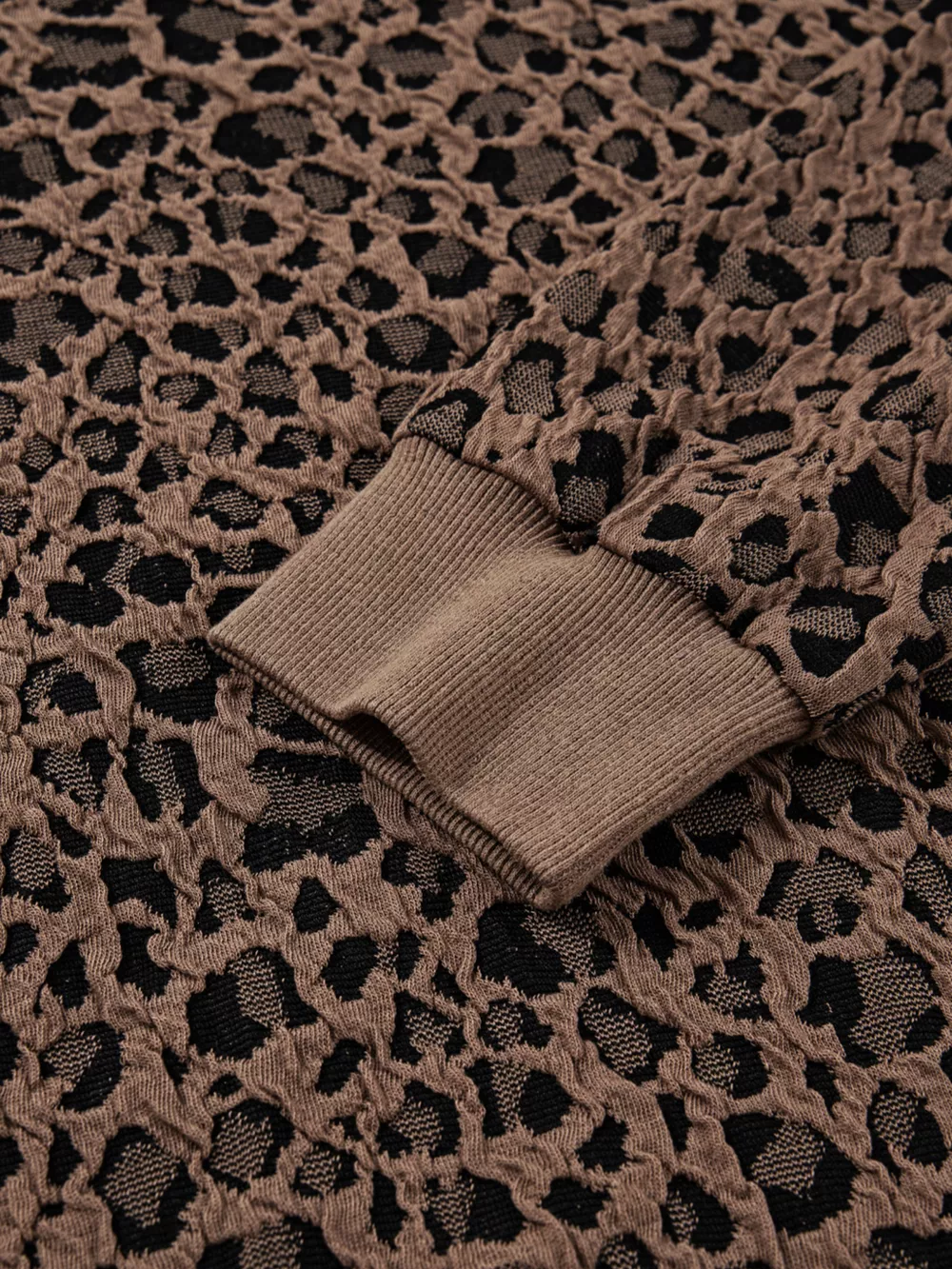 Ribbed Trim Leopard Print Long Sleeve Top, image 9