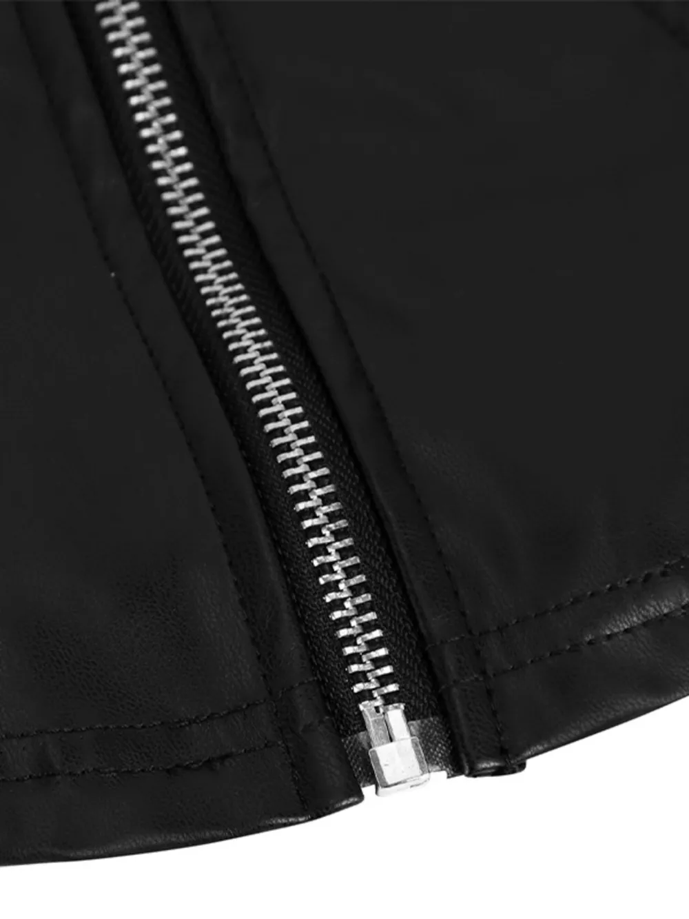 Zip Up Long Sleeve Leather Jacket, image 11