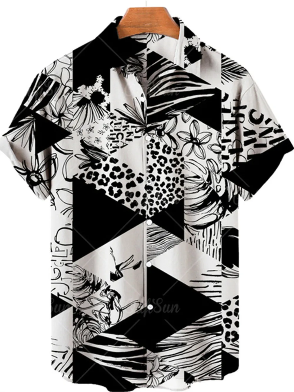 Men's Full Size Printed Button Up Short Sleeve Shirt Plus Size, image 4