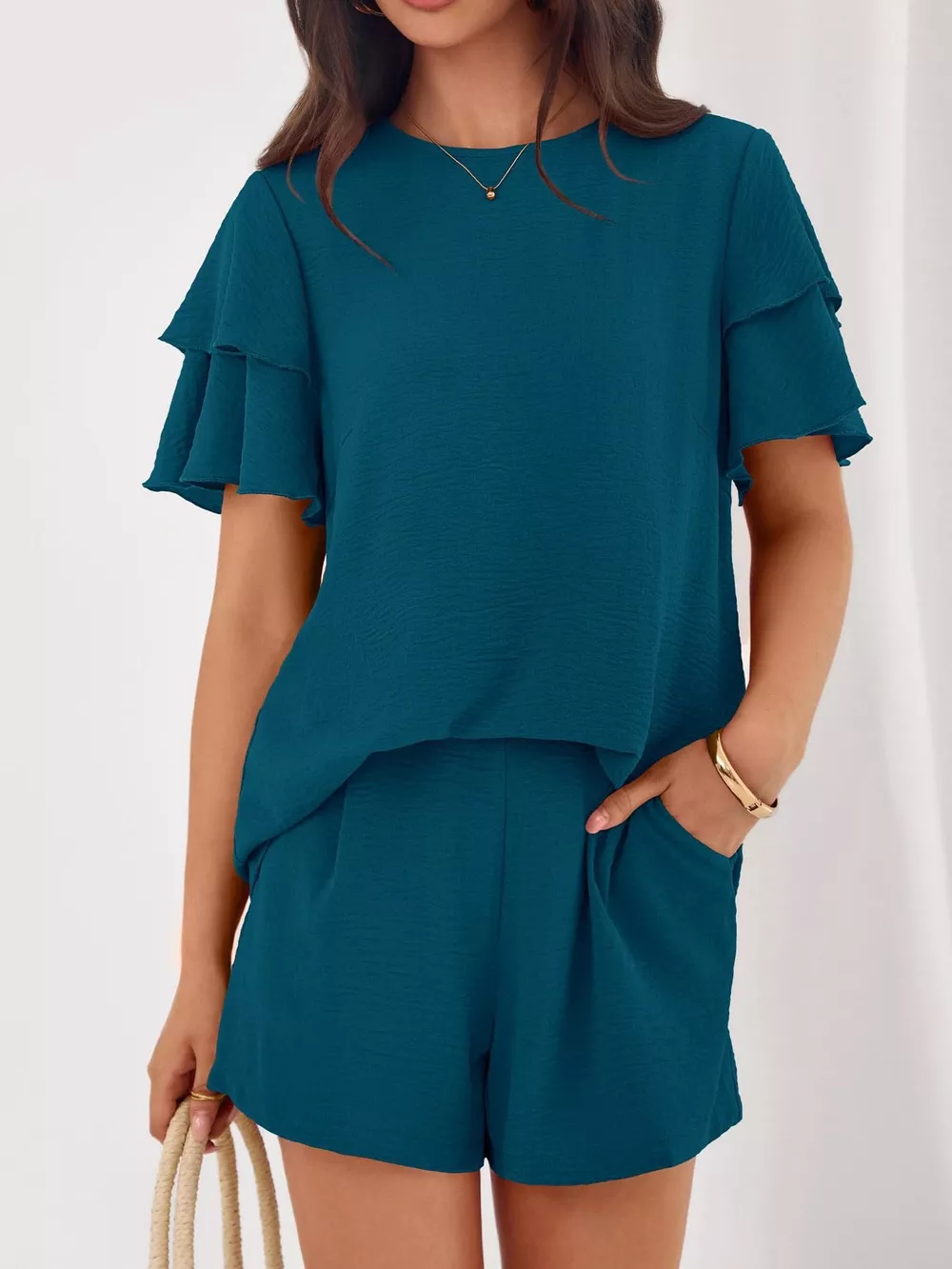 Ruffle Sleeve Top and Shorts Two-Piece Set, image 26