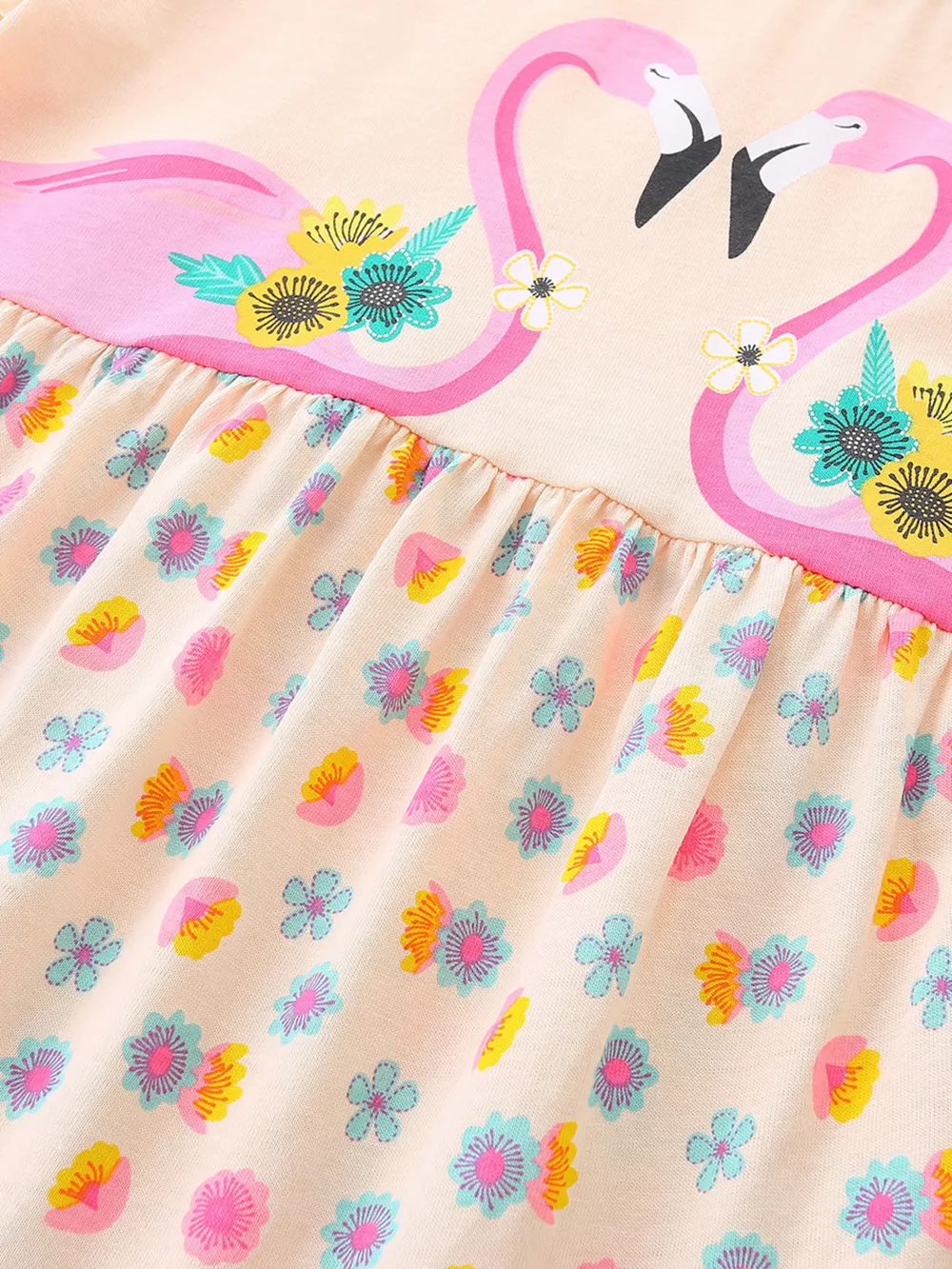 Children's Flamingo Print Tiered Casual Dress, image 4