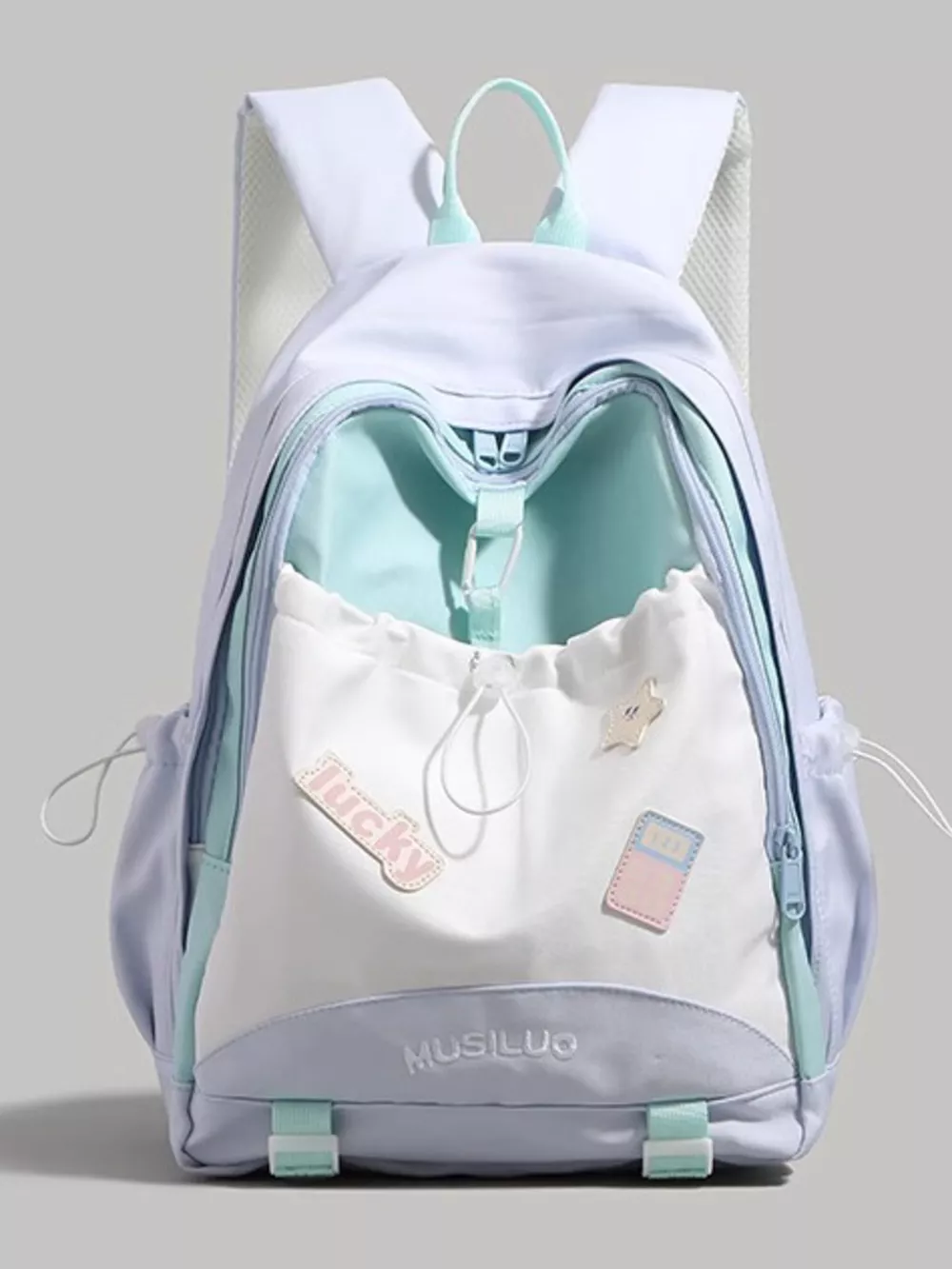 Drawstring Contrast Backpack Bag, image 5