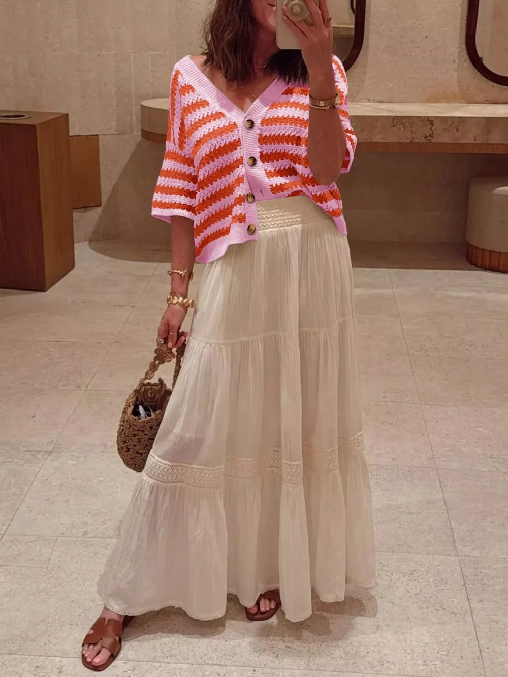 Striped Button Up Cardigan, image 4