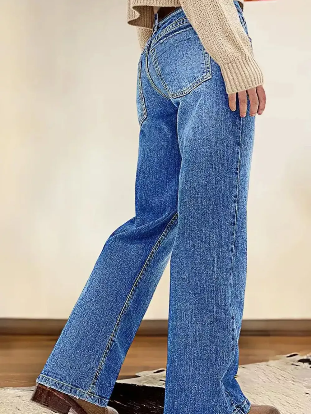 Vintage Wash Straight Leg Jeans, image 3