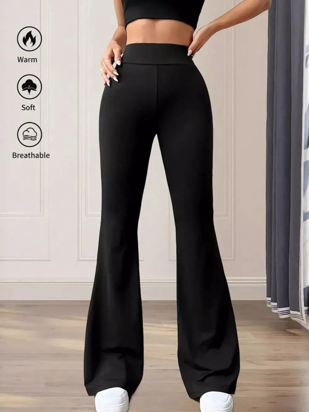 High Waist Slim Fit Flare Pants, image 2