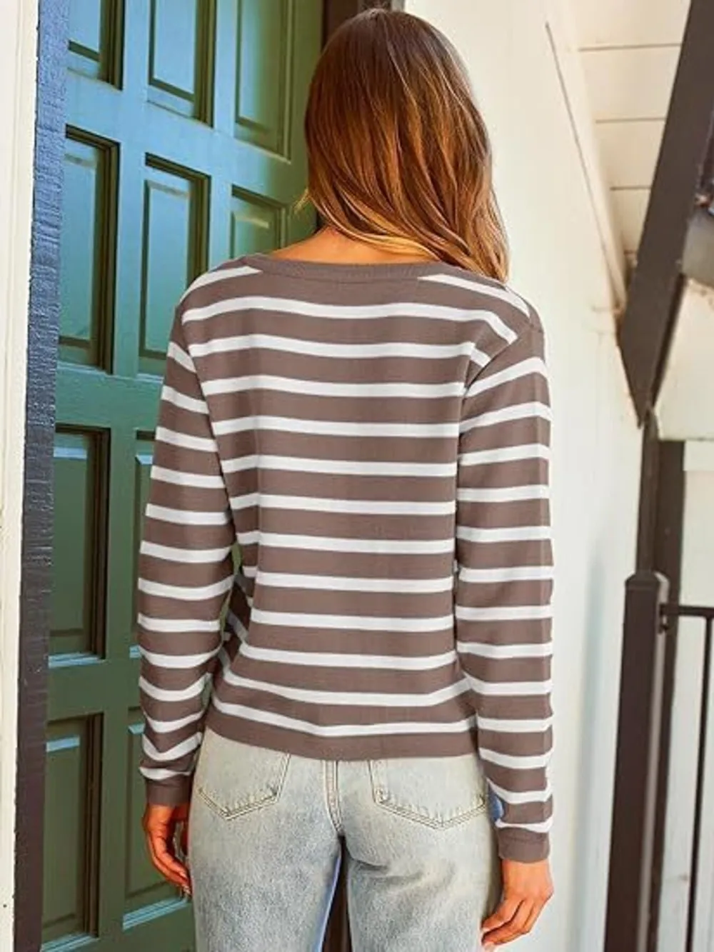 Striped Button-Up Cardigan, image 19