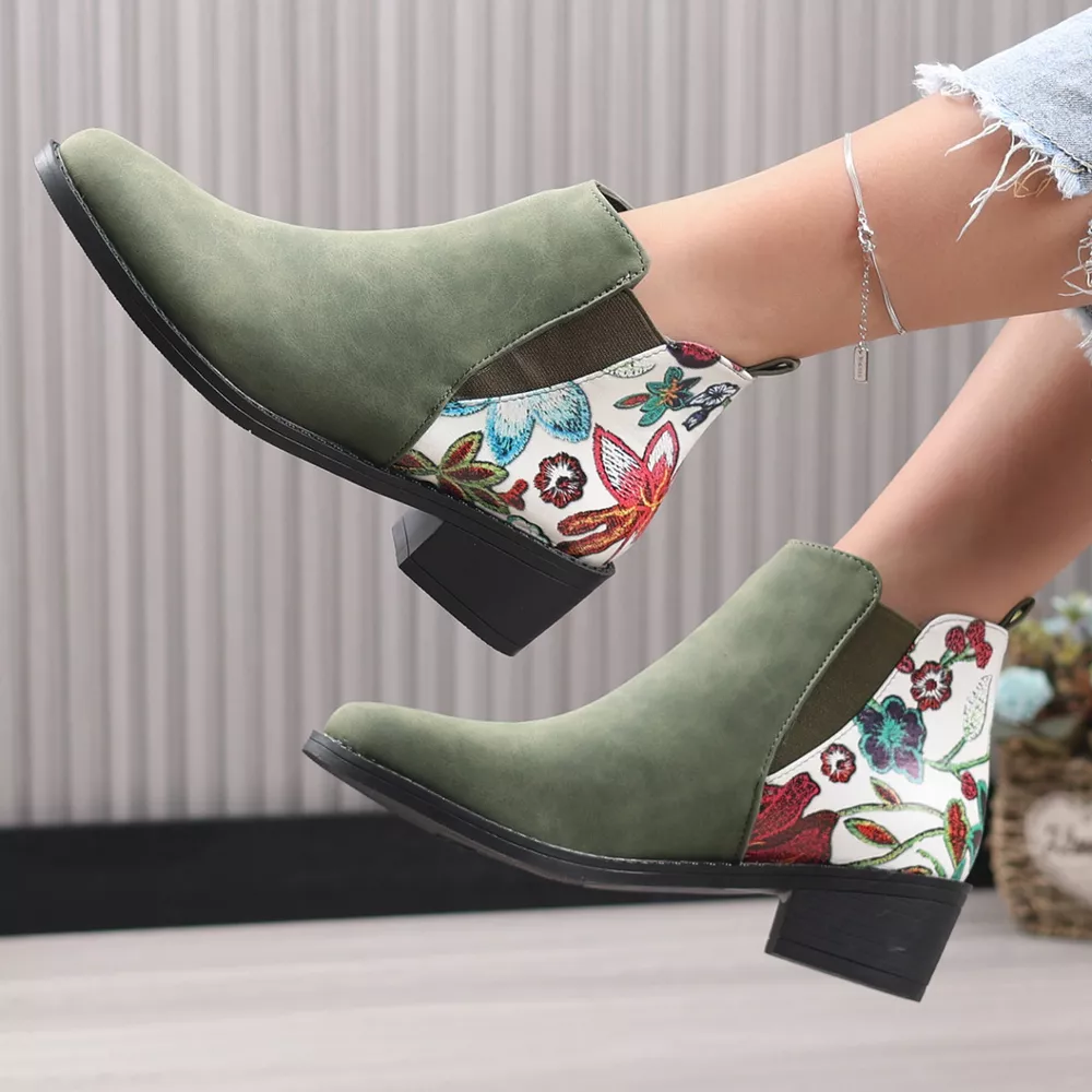 Point Toe Block Heels Ankle Boots, image 16