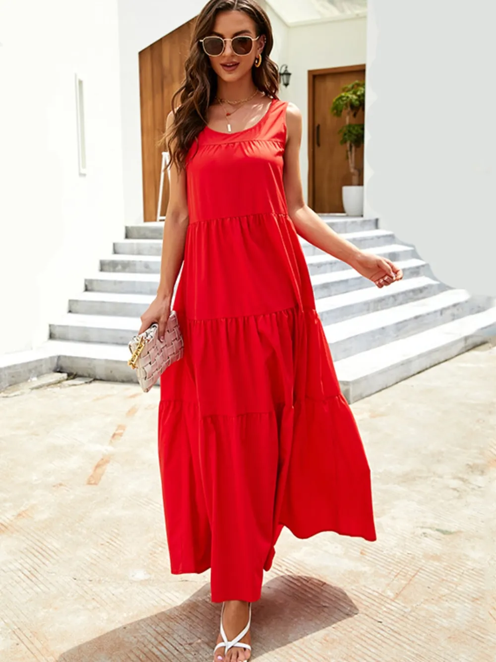 Sleeveless Tiered Maxi Tank Dress, image 5