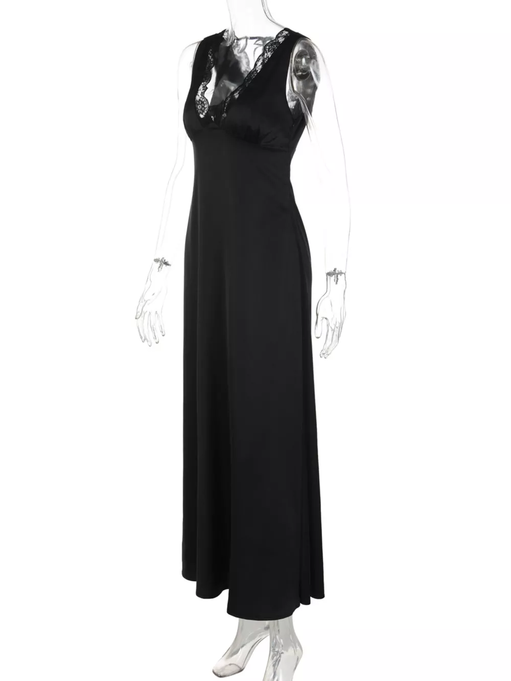 Lace Trim V-Neck Sleeveless Maxi Dress, image 10