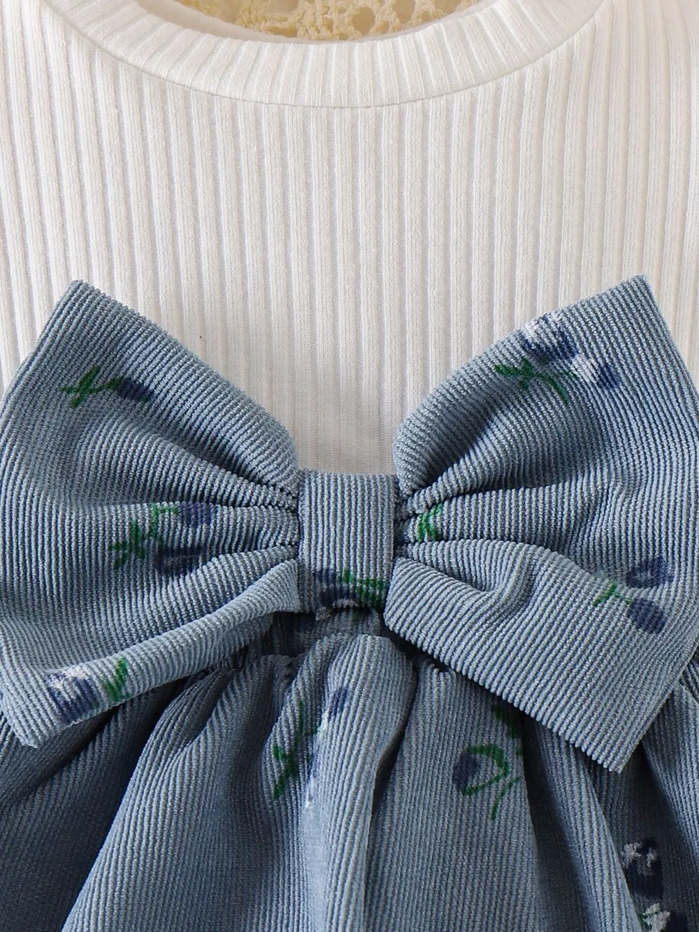 Children's Bow Ribbed Knit Dress & Headband & Socks Set, image 9