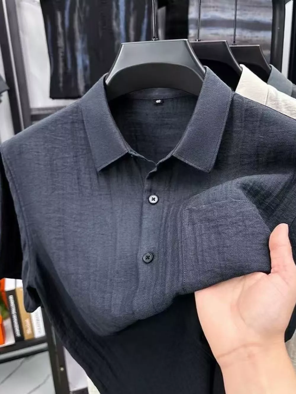 Men's Plus Size Lightweight Textured Short-Sleeve Shirt, image 5