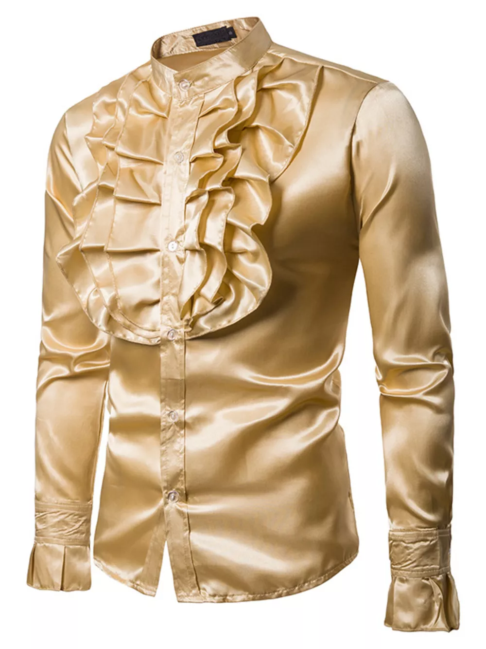 Men's Ruffle Front Long Sleeve Shirt, image 2