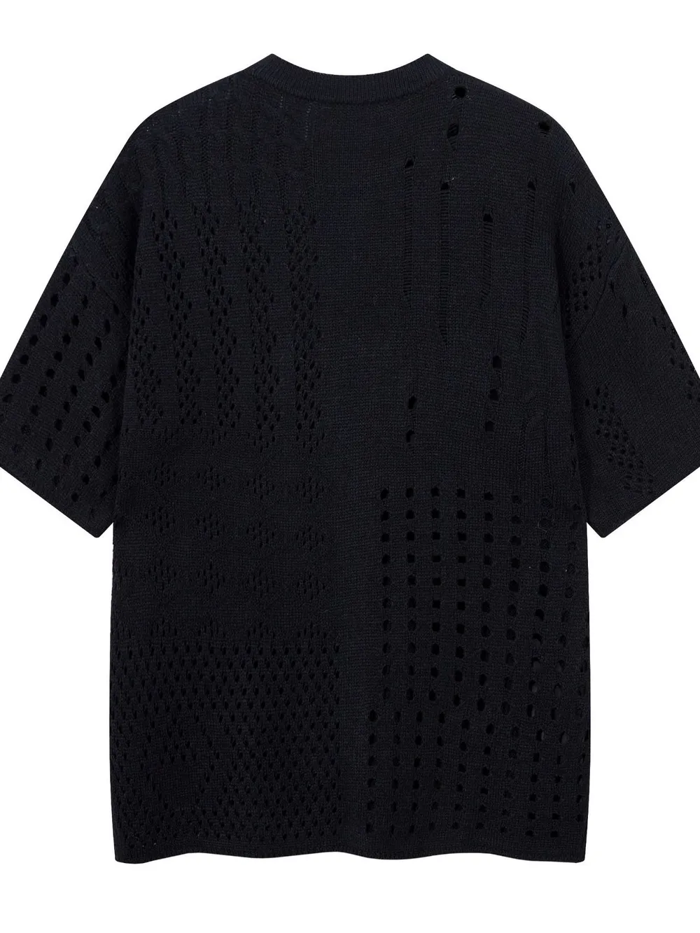 Men's Openwork Button Detail Knit Henley T-Shirt, image 2