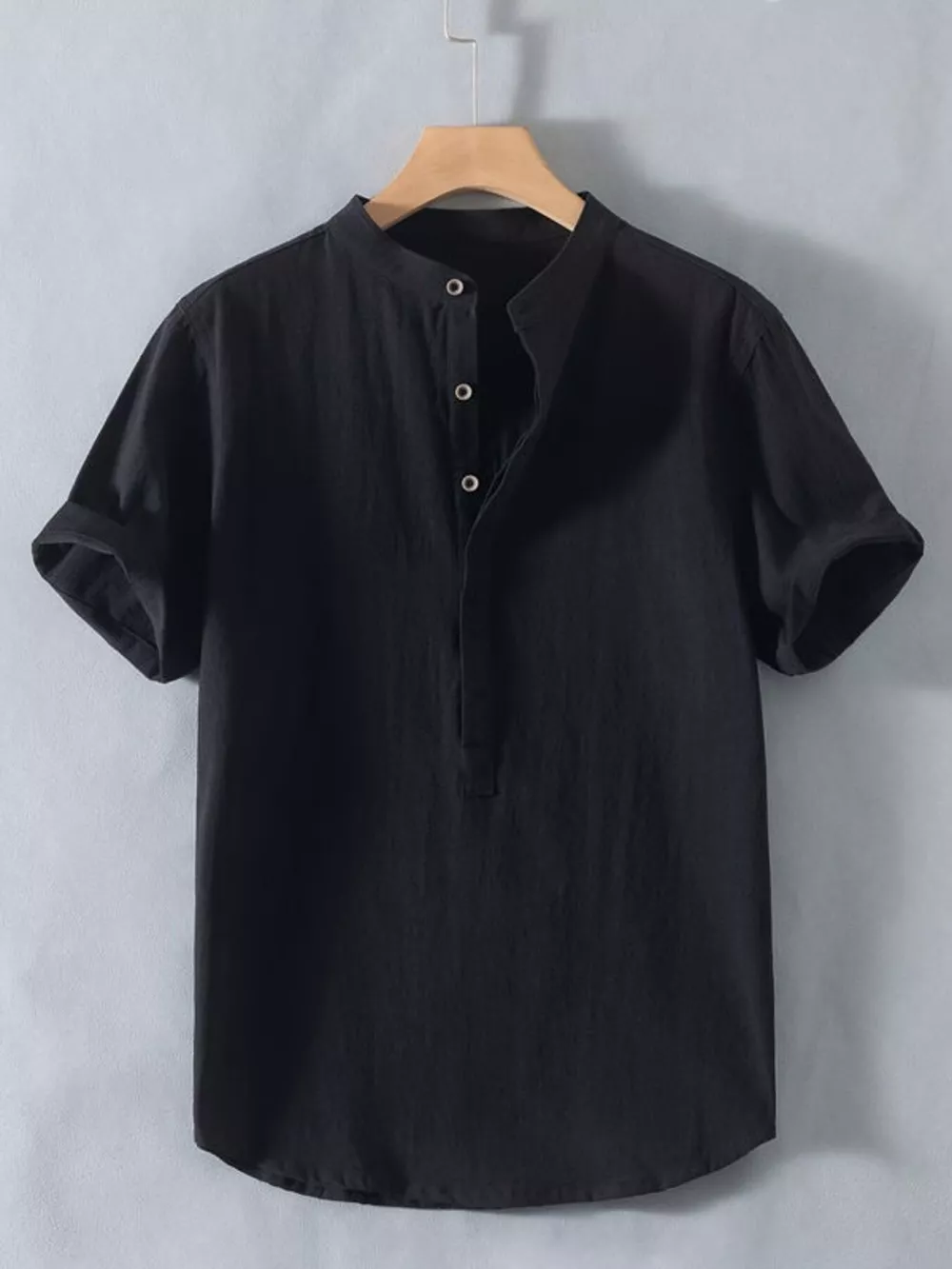 Men's Plus Size Button Detail Short Sleeve Shirt