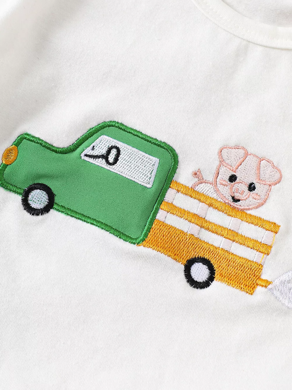 Children's Cartoon Tractor Embroidered Tee and Shorts Set, image 14