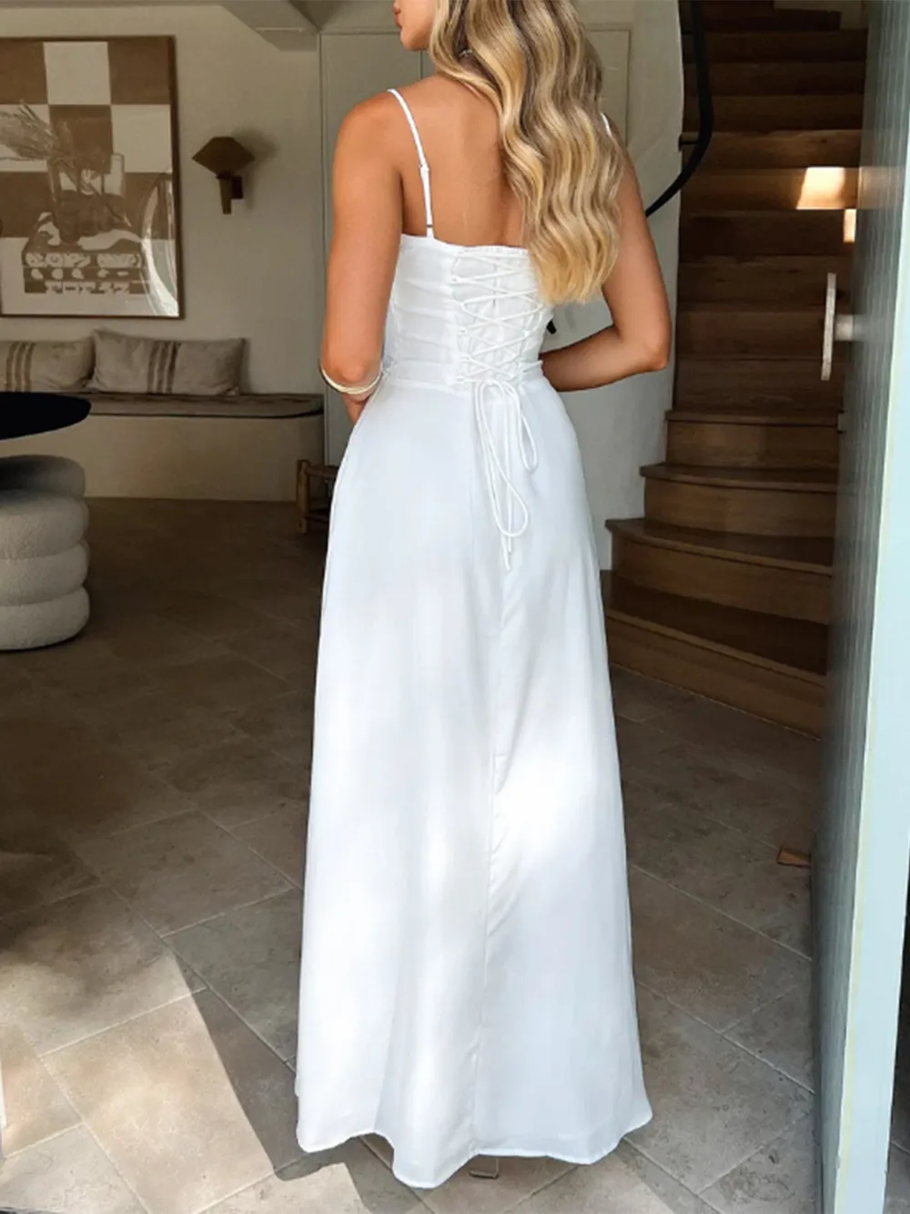 Lace-Up Solid Cami Dress, image 14