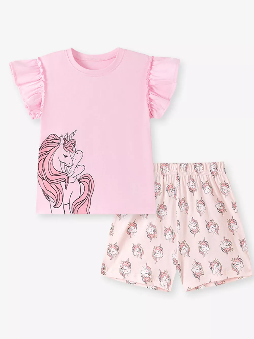 Children's Unicorn Ruffle Sleeve Top and Shorts Set, image 5