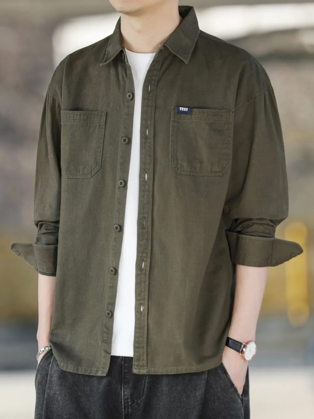 Men's Plus Size Button Up Long Sleeve Shirt, image 2