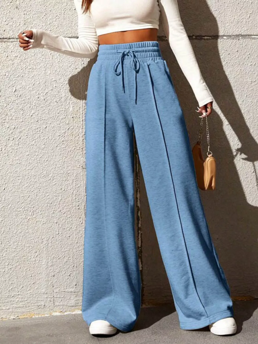 Wide Leg Drawstring Waist Pants, image 11