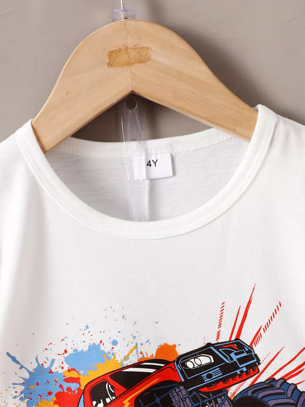 Children's Truck Graphic Tee & Ripped Denim Shorts Set, image 3