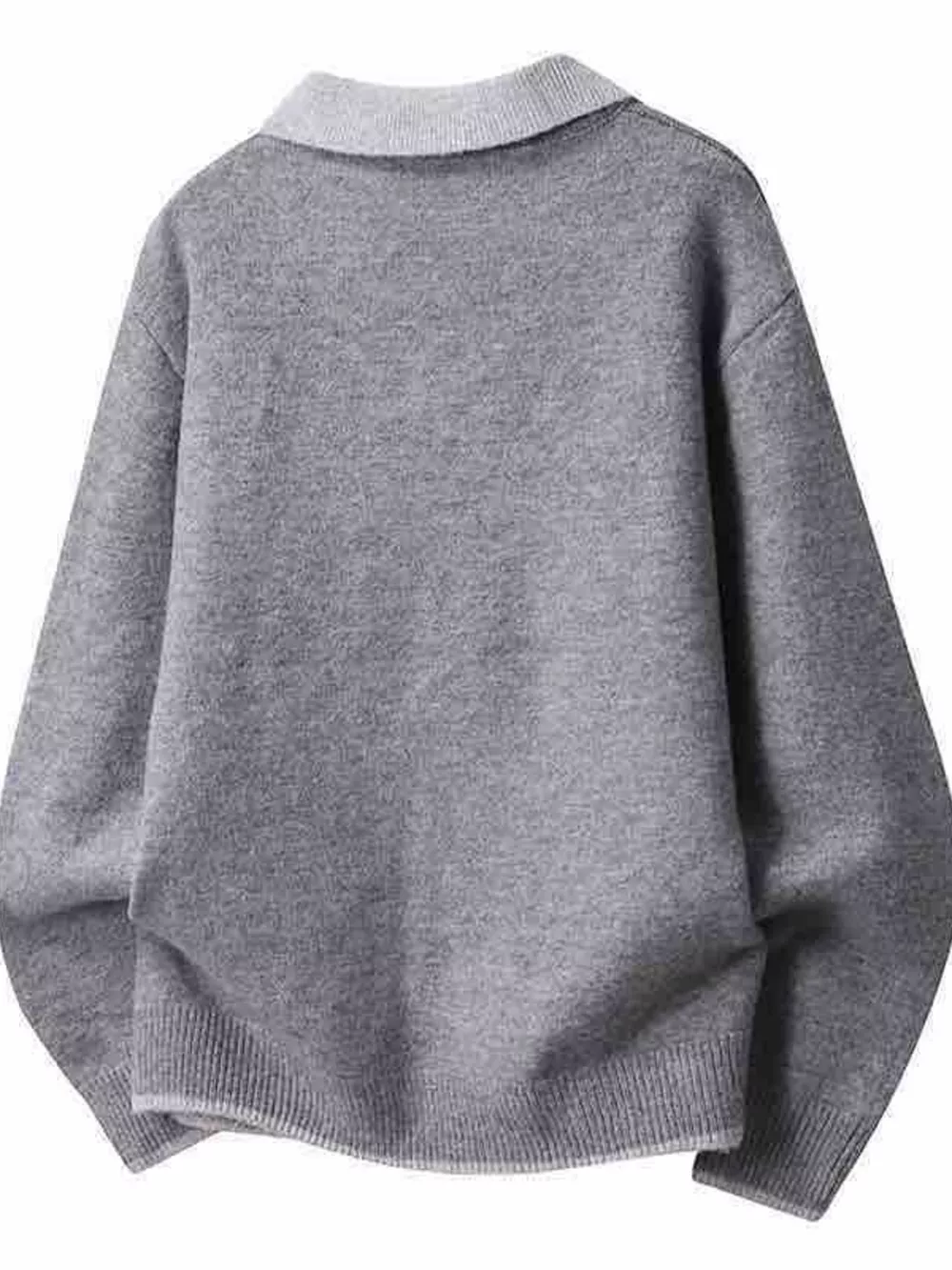 Men's Plus Size Polo Collar Long Sleeve Sweater, image 3