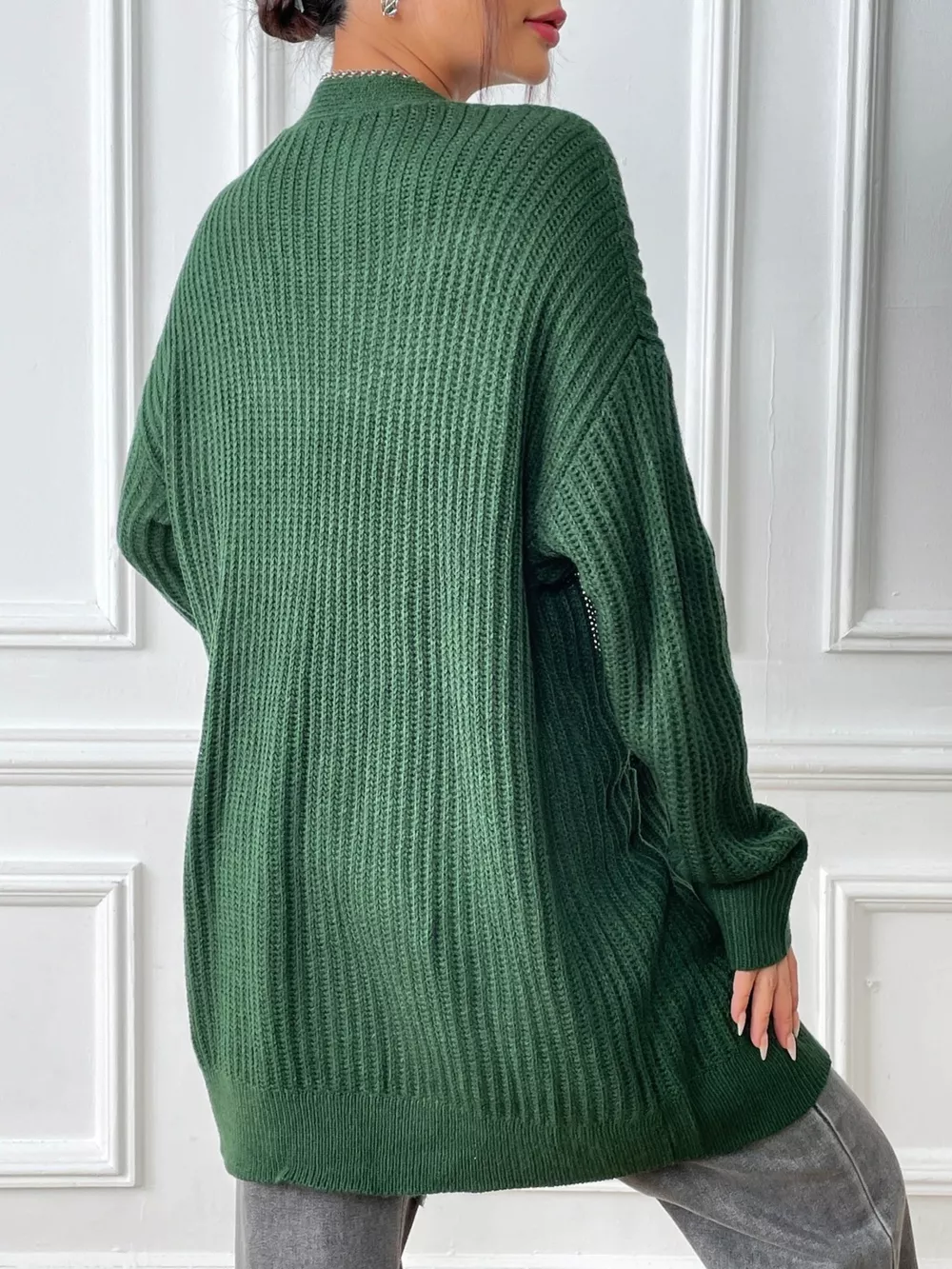Open Front Drop Shoulder Cardigan, image 9