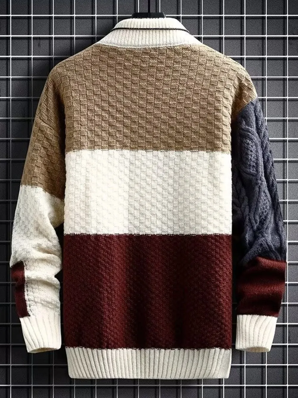 Men's Plus Size Color Block Knitted Pullover, image 4