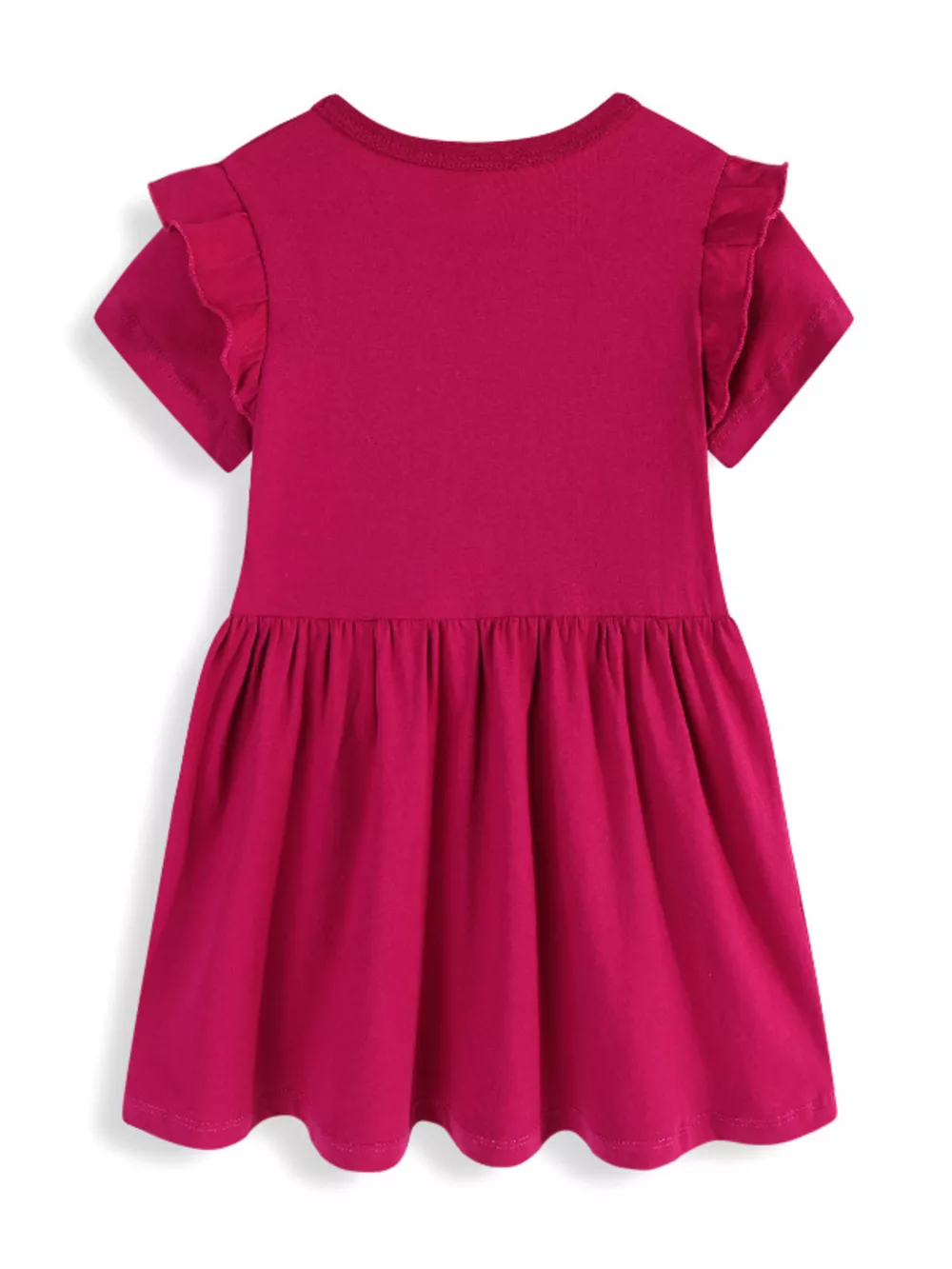 Children's Cherry Bowknot Applique Ruffle Sleeve Casual Dress, image 4