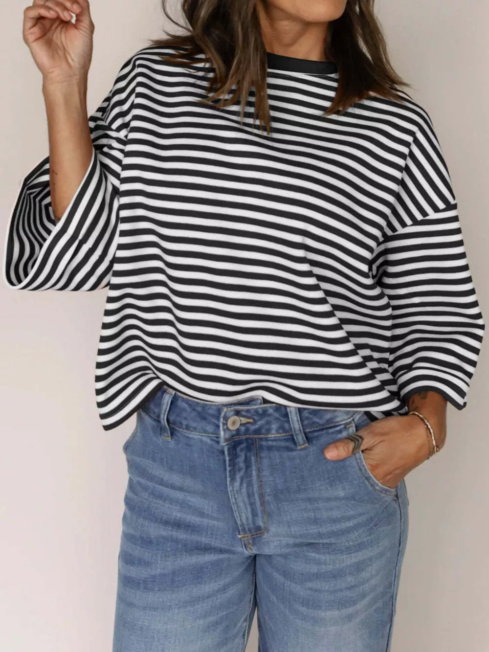 Striped Back Bow Tie T-Shirt