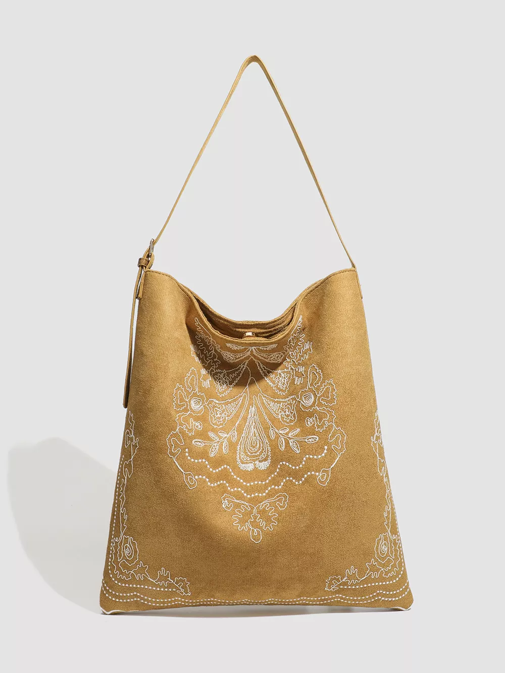 Embroidered Suede Handbag