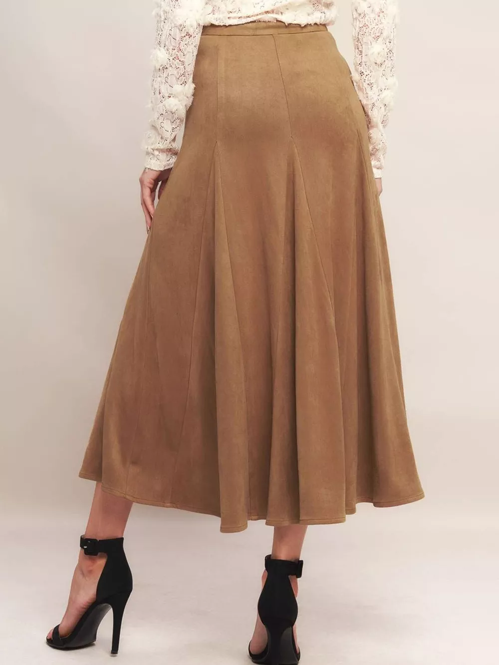 Flowy A-Line Midi Skirt, image 3