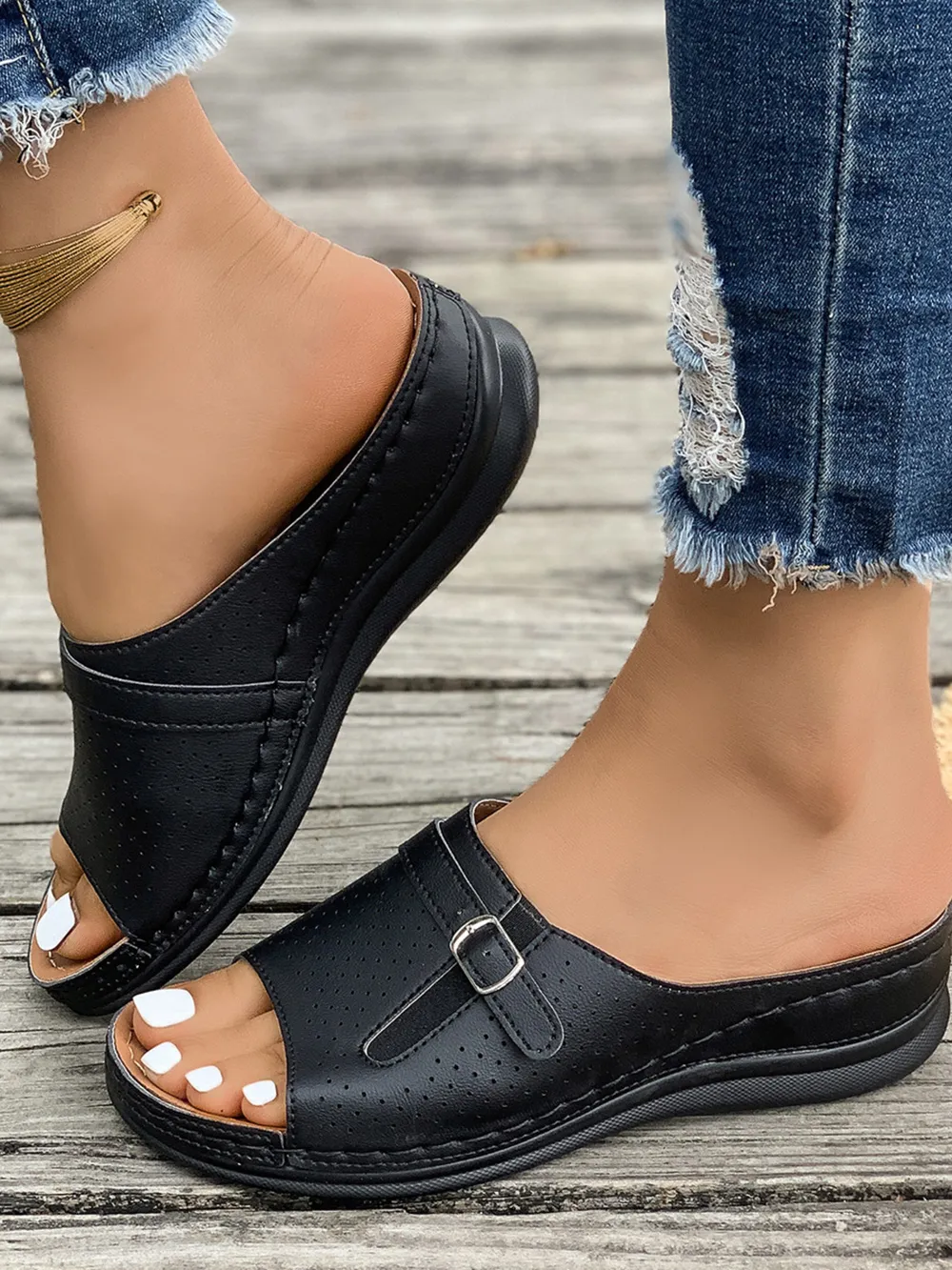 Casual Comfort Buckle Strap Sandals, image 3