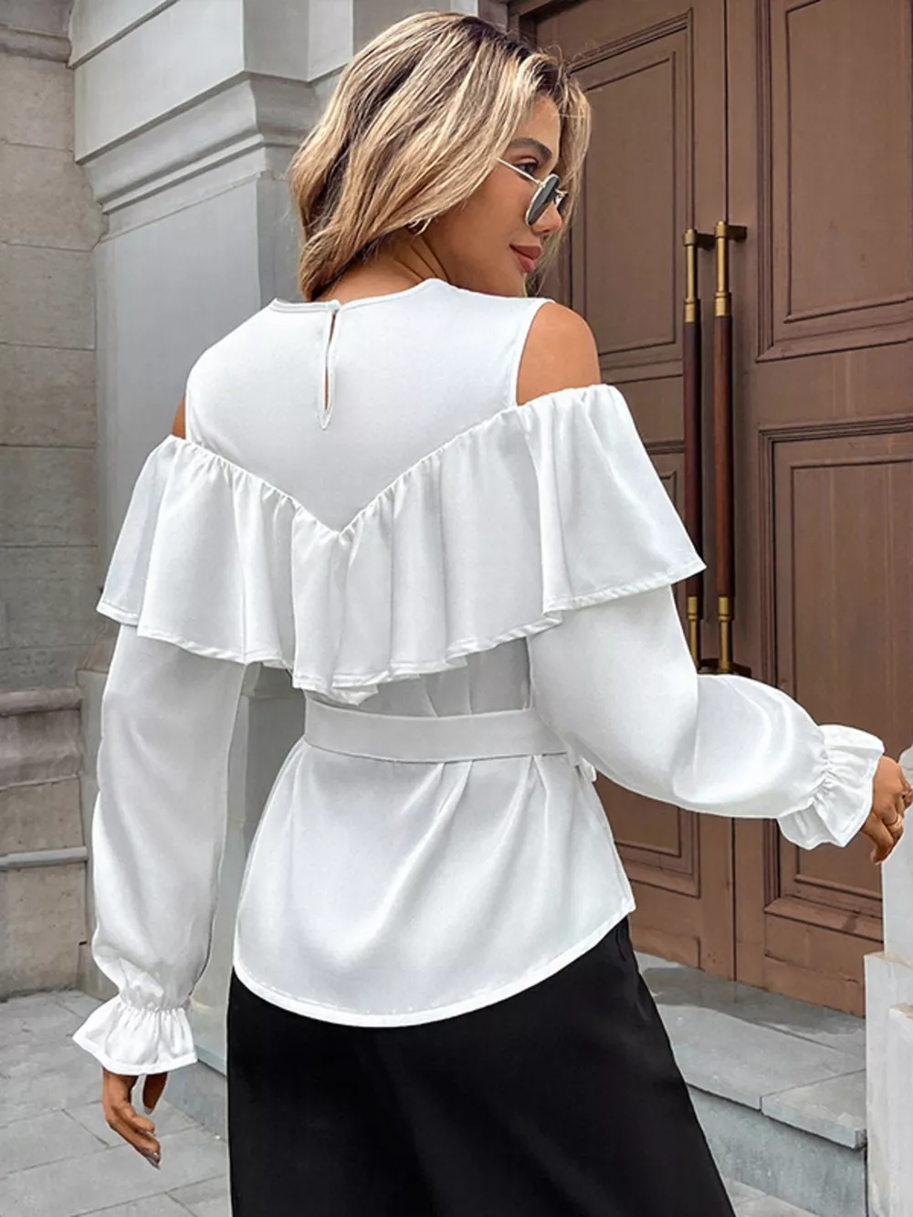 Cold Shoulder Ruffle Blouse, image 6